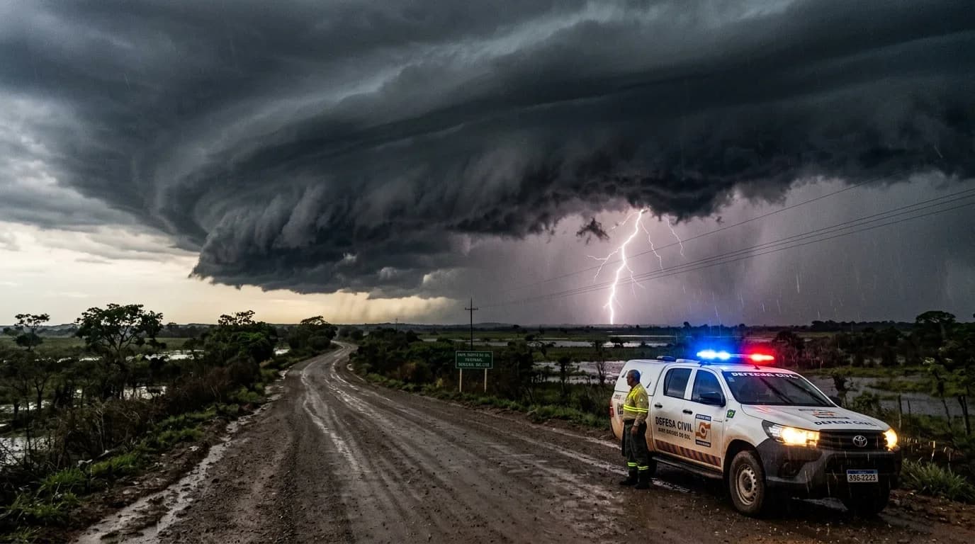 Inmet e Defesa Civil de MS emitem alerta amarelo de tempestade e ventos de até 60 km/h no Pantanal e Bonito