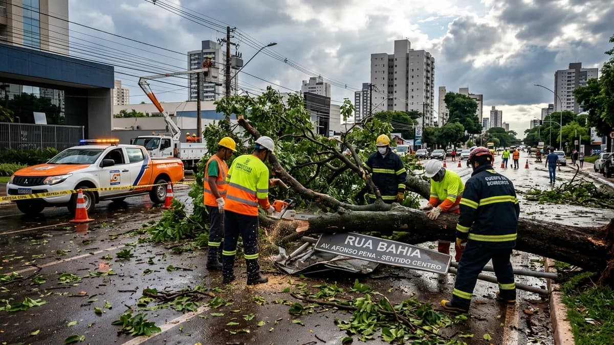 Temporal de 82 mm com granizo e vendaval faz outubro bater média histórica em 24h e mobiliza força-tarefa em Campo Grande
