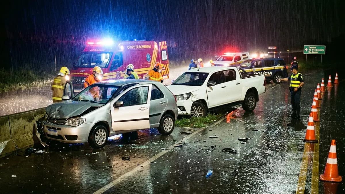 Casal jovem morre em colisão frontal sob chuva na MS-164 em Ponta Porã; bebê e atleta de futsal sobrevivem