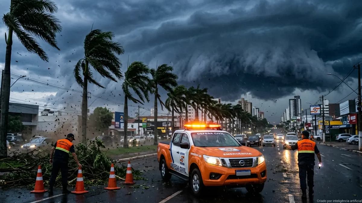Alerta de tempestade severa com ventos de até 100 km/h mobiliza Defesa Civil em 79 cidades de MS