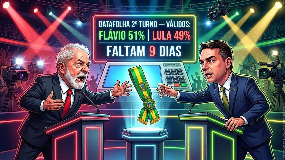 Reta dos 9 dias: Datafolha aponta Flávio com 51% e Lula com 49% em votos válidos e acirra guerra total pelo Sudeste no 2º Turno
