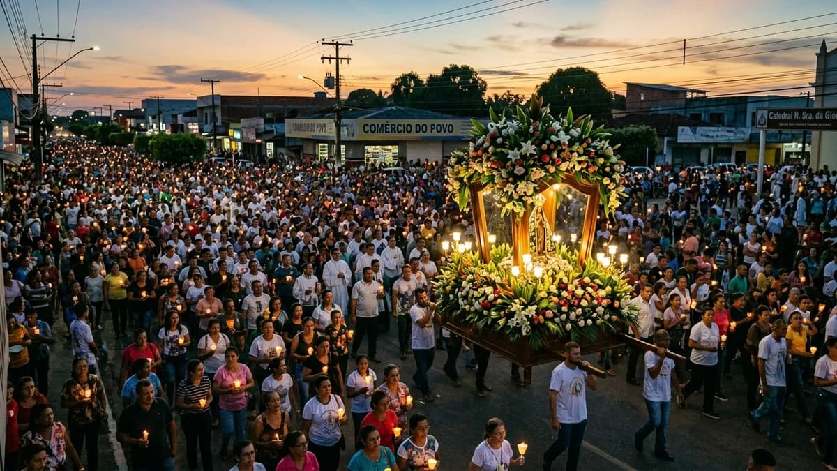 Com mais de 50 mil fiéis, procissão de Nossa Senhora da Glória encerra novenário no interior do Acre