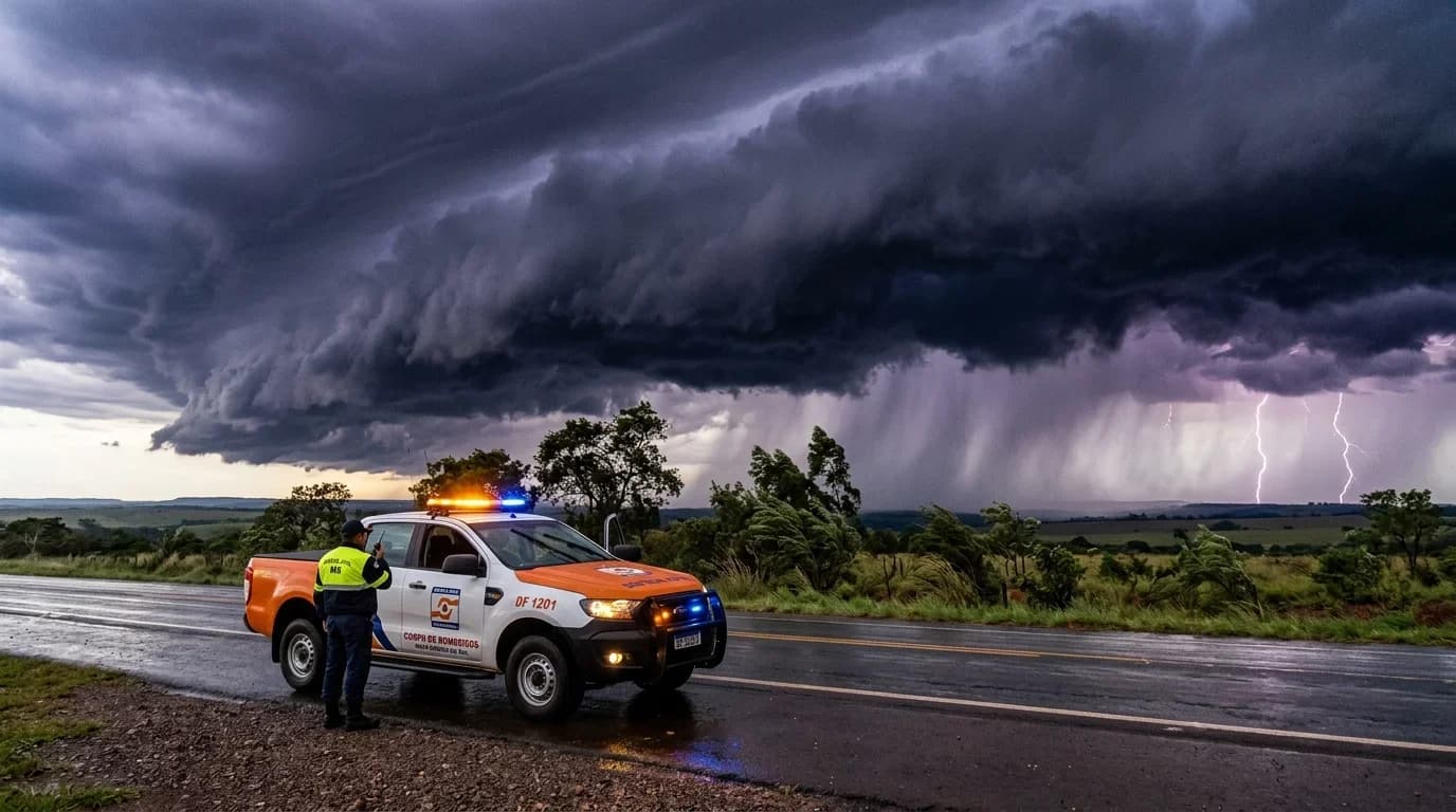 INMET e Defesa Civil colocam Mato Grosso do Sul sob alerta de tempestades e vendaval após pico de calor nesta terça-feira