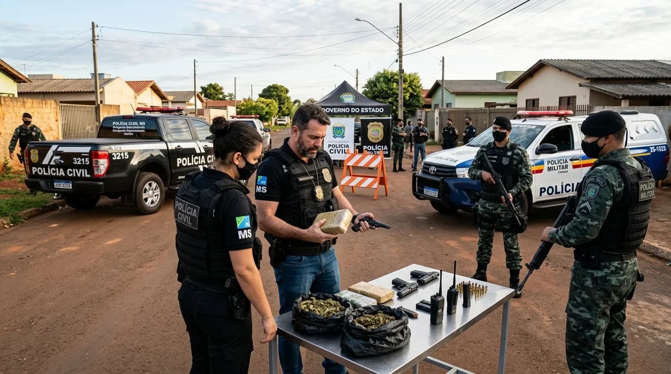 Sejusp-MS e Polícia Civil Divulgam Balanço de Operação Integrada com Apreensões e Prisões em MS