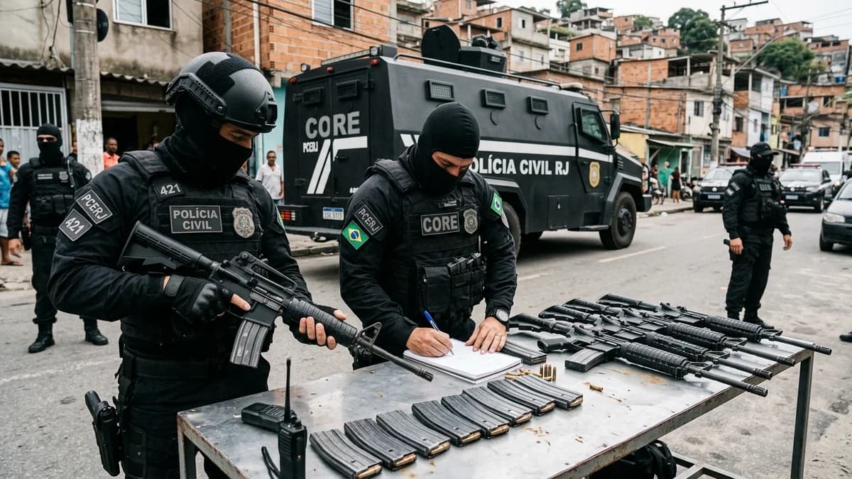 Operação da CORE no Rio: Polícia Civil desarticula base logística e apreende fuzis AR-15 na Baixada Fluminense