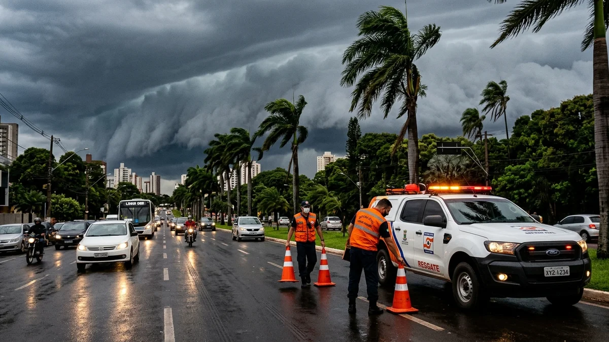 Alerta geral de tempestades atinge todos os 79 municípios de MS com vendavais de 70 km/h e mobiliza Defesa Civil em Campo Grande