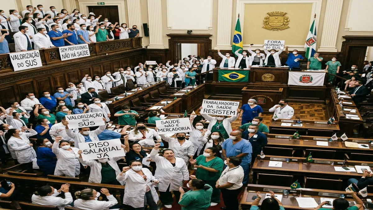Servidores da saúde lotam Câmara de Campo Grande em protesto contra privatização de CRS