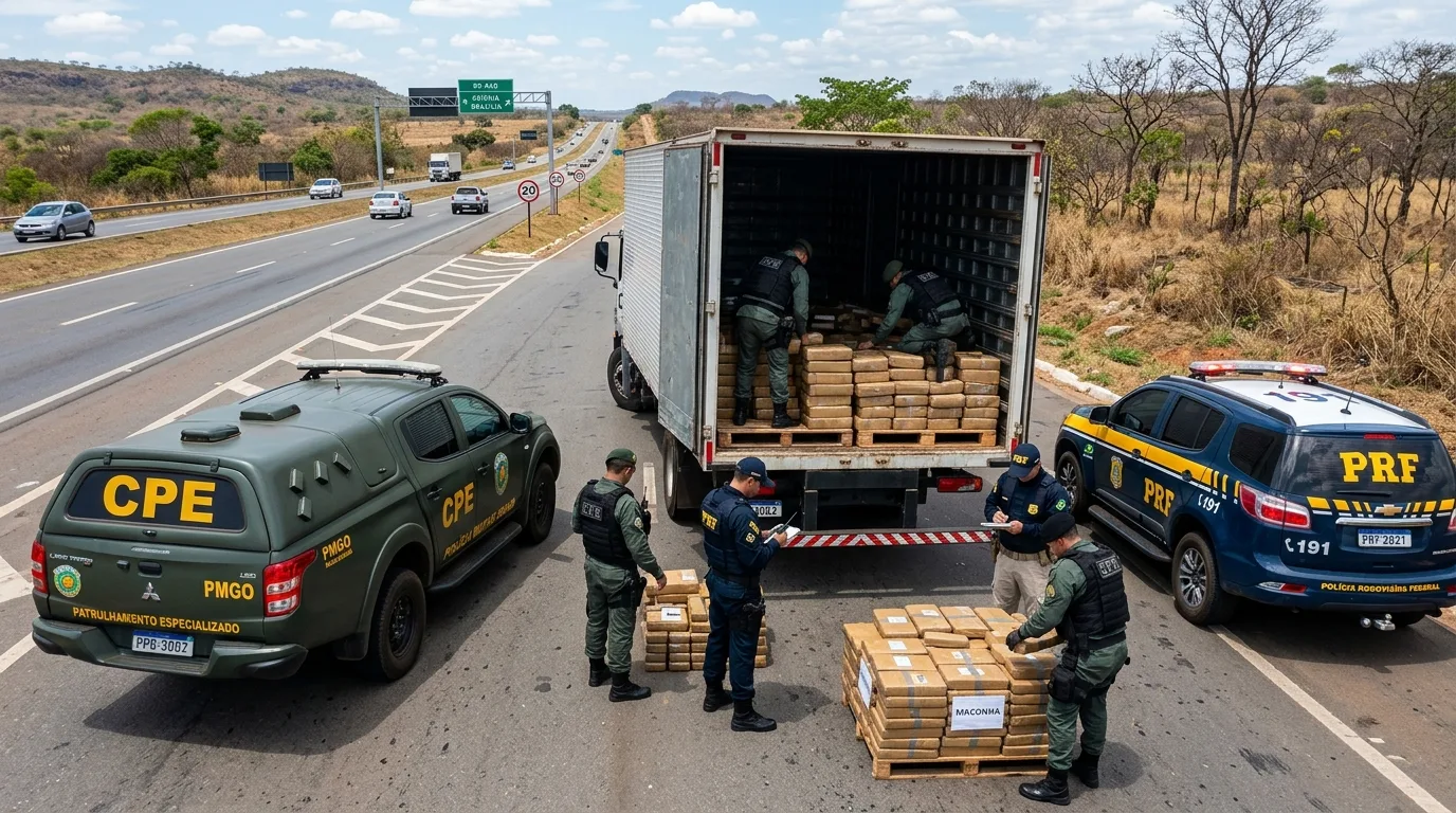 Operação da PRF e CPE apreende duas toneladas de maconha na BR-060 em Goiás