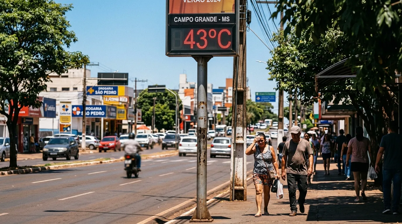 INMET Emite Alerta Vermelho de Calor Extremo de 43°C para 79 Cidades de MS