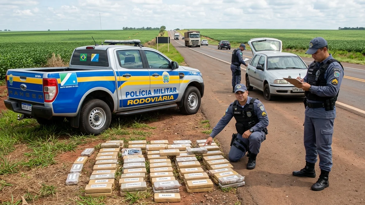 BPMRv apreende 115 kg de maconha abandonados na MS-164 em Ponta Porã