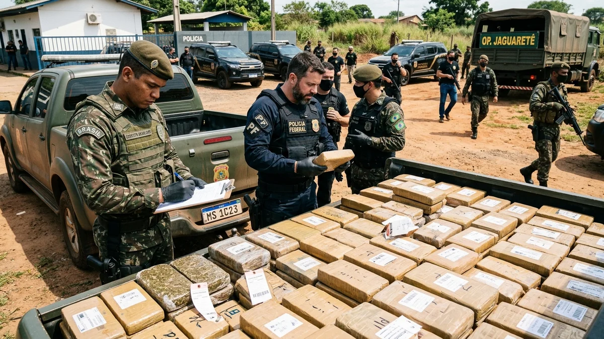 Operação Jaguaretê e FICCO/MS apreendem 580 kg de drogas e prendem suspeitos fardados na fronteira