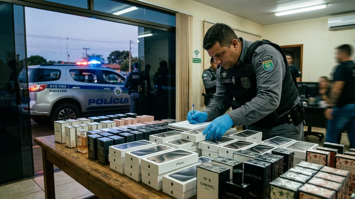Fiscalização na Fronteira: PM apreende carga de celulares e perfumes em posto fiscal de Ponta Porã