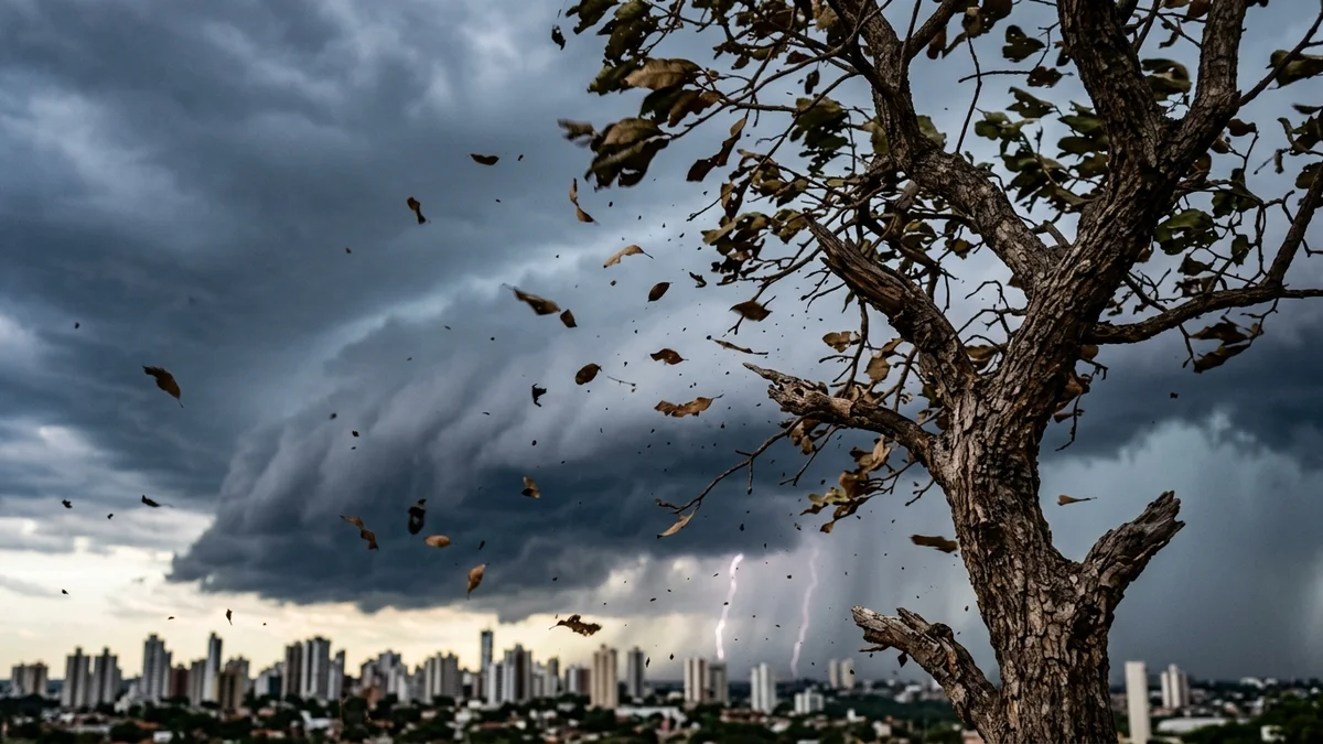 Transição Climática em MS: Frente Fria Derruba Temperatura de 42°C para 15°C com Alerta de Tempestades