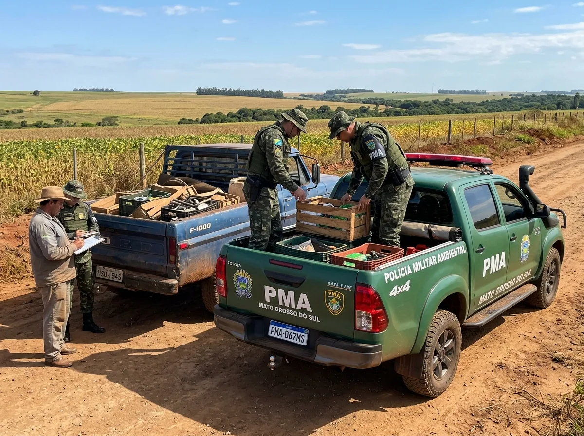 Policiamento Ambiental: PMA apreende defensivos agrícolas ilegais na fronteira em Ponta Porã