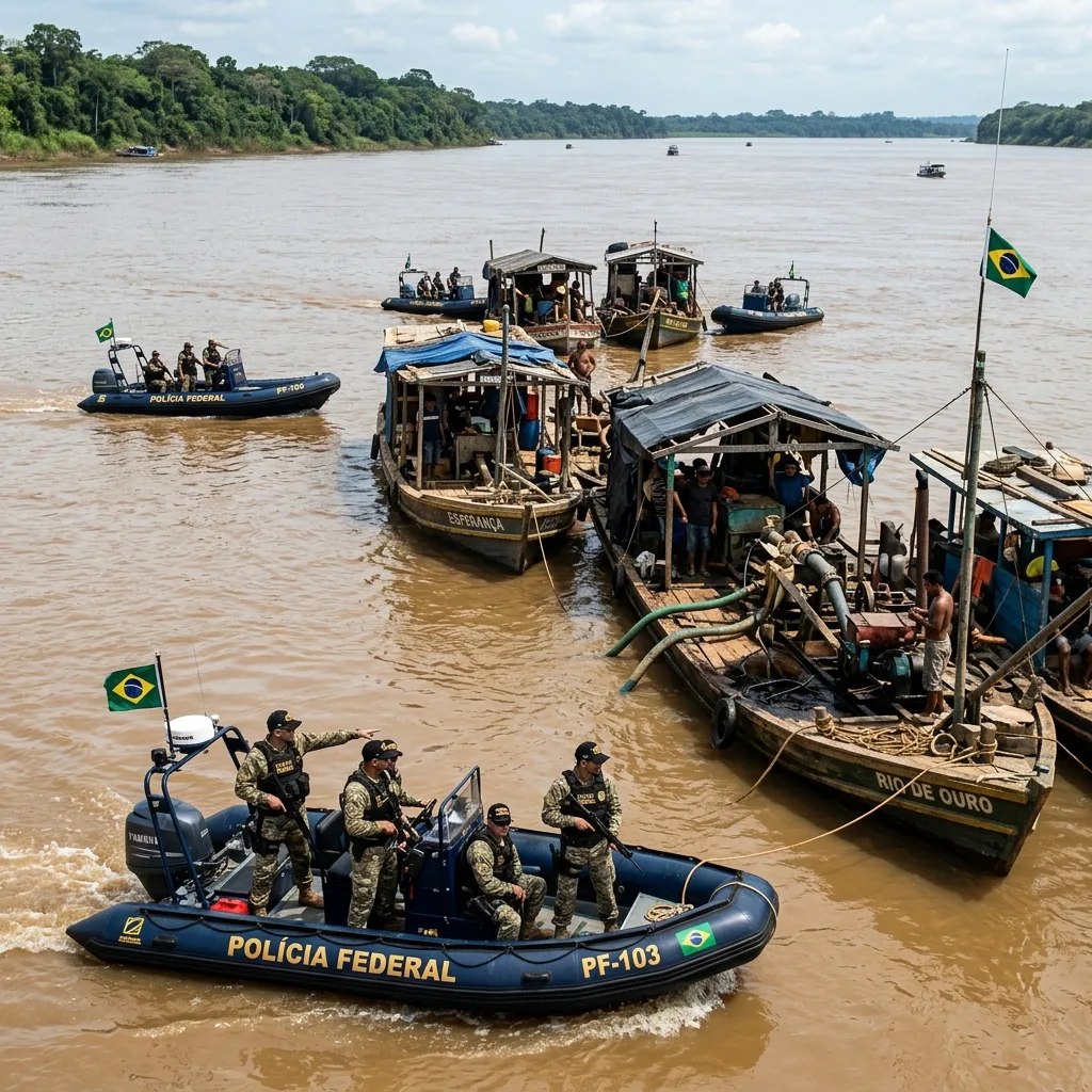 PF combate garimpo ilegal e lavagem de ouro no Rio Madeira em Porto Velho