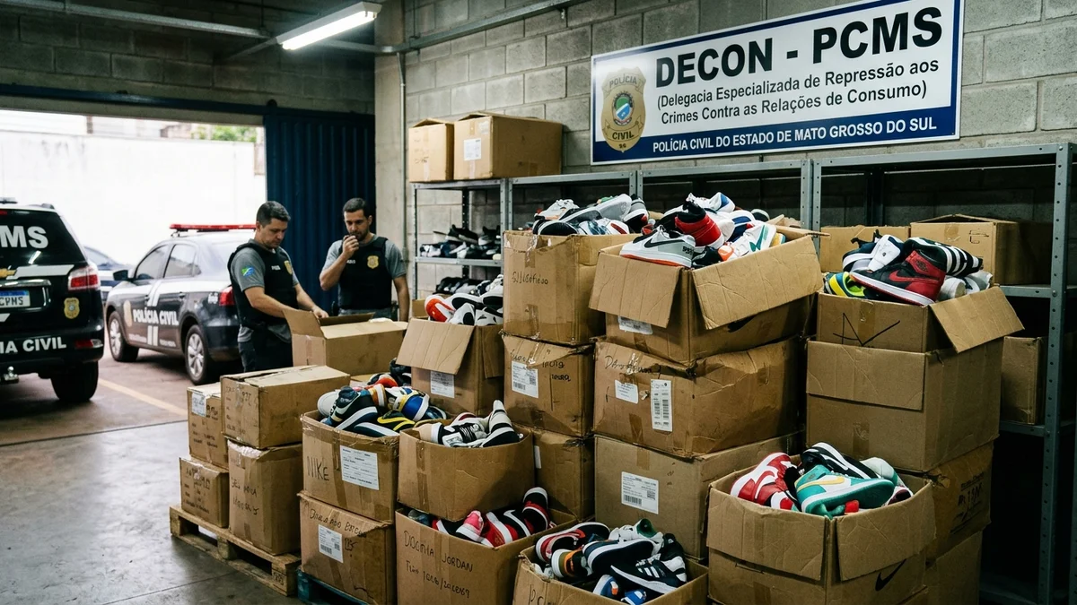 Procon/MS e Decon apreendem mais de 4,3 mil tênis falsificados em Campo Grande